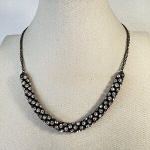 Jay King Tubular Crystal Necklace Gunmetal Black Classic Statement